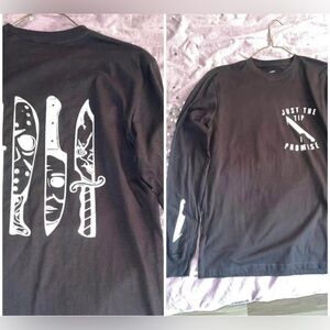 Black Long Sleeve Tee with Bold Graphic Design